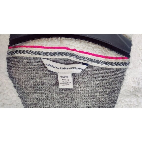 Nordic Cardigan Hoodie by American Eagle Outfitters Ski Skater Cottage Faux Flee - Picture 7 of 9